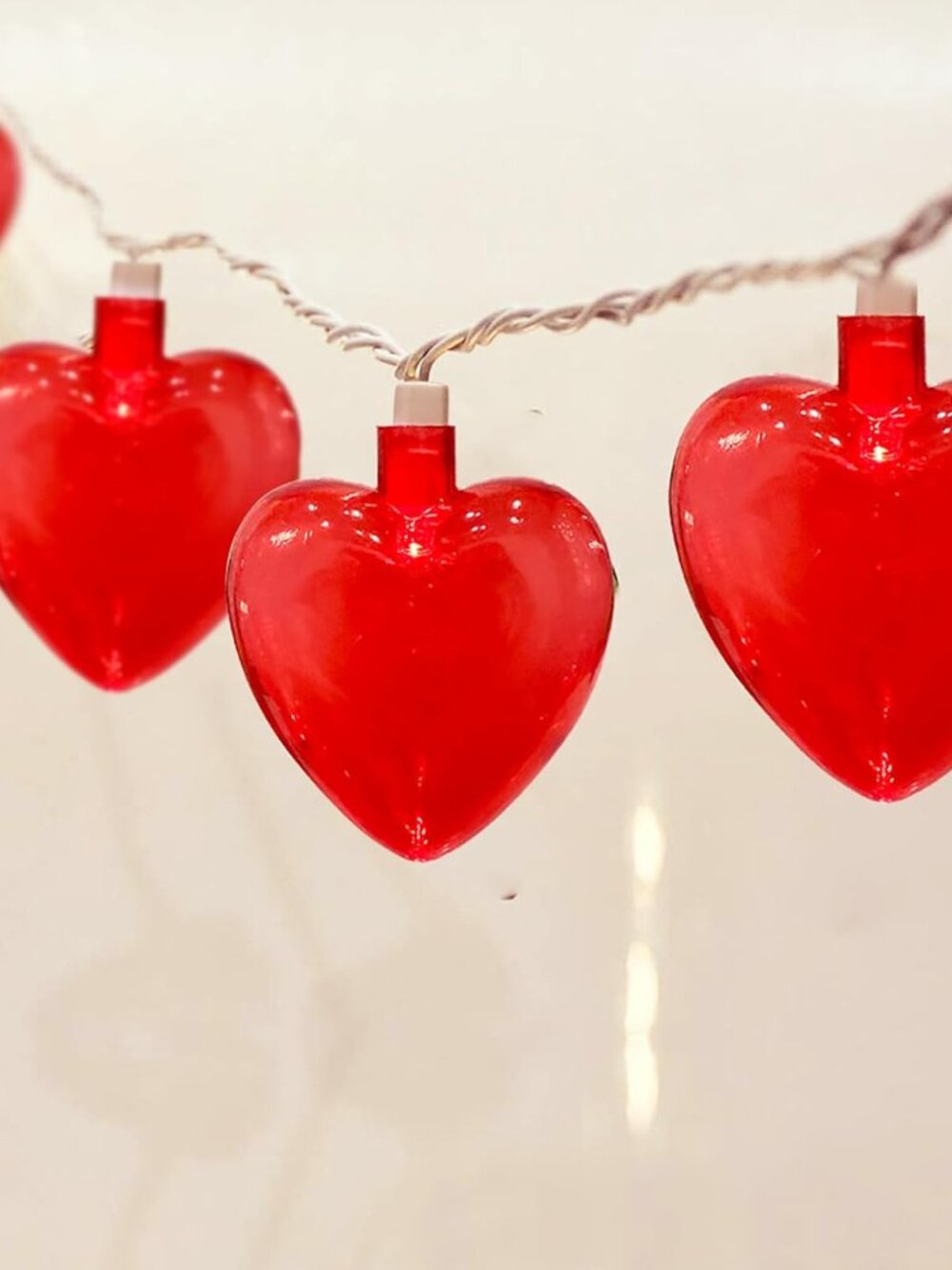 Valentines Red Heart String Lights Plug in, 8.5Ft Outdoor Valentine's Day Decora